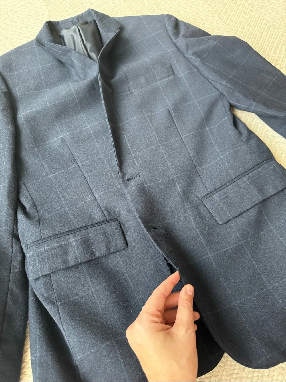 J. Crew Thompson Navy Windowpane Two-Piece Suit (altered- see measurements)